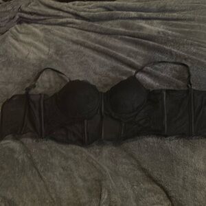 cute black lace bra zip up corset